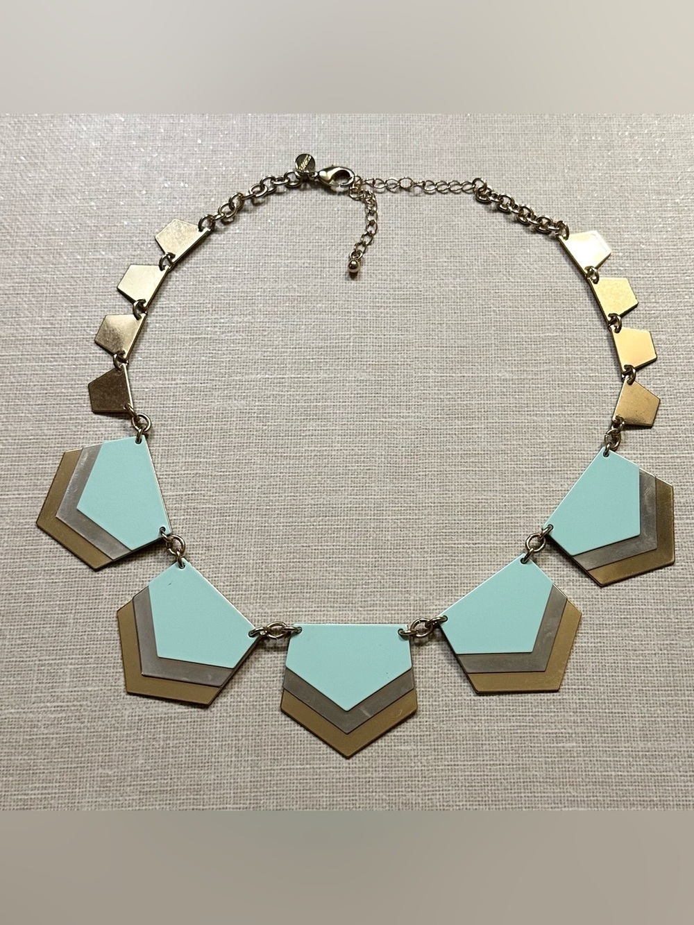 Express Mint Green Mixed Metal Geometric Statement Necklace